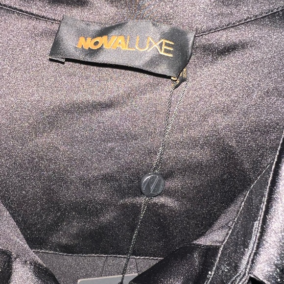 Black Satin Button Down Shirt - Picture 2 of 8